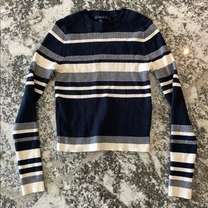 Forever 21 White and Navy Sweater